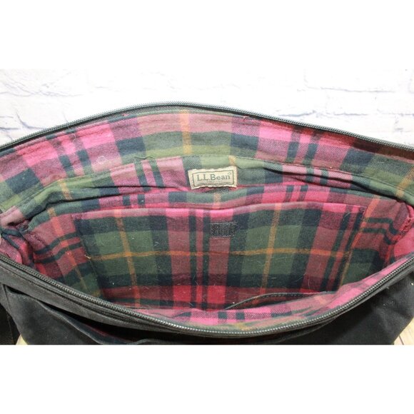LL Bean Unisex Heritage Waxed Canvas Messenger Bag Black - Picture 11 of 15